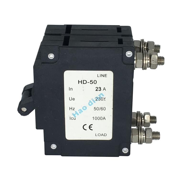 塑殼斷路器好電液壓式電磁斷路器HD-50/2P 23A過載設備保護斷路器