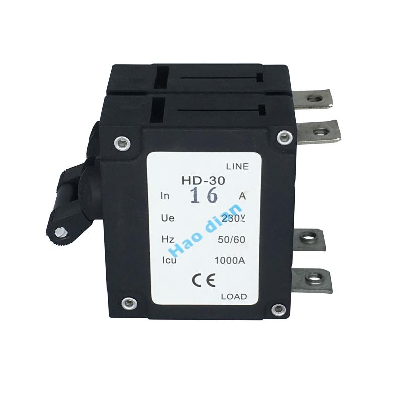 磁力液壓電磁塑殼斷路器HD-30系2P/16A設(shè)備保護(hù)電磁式斷路器直腳