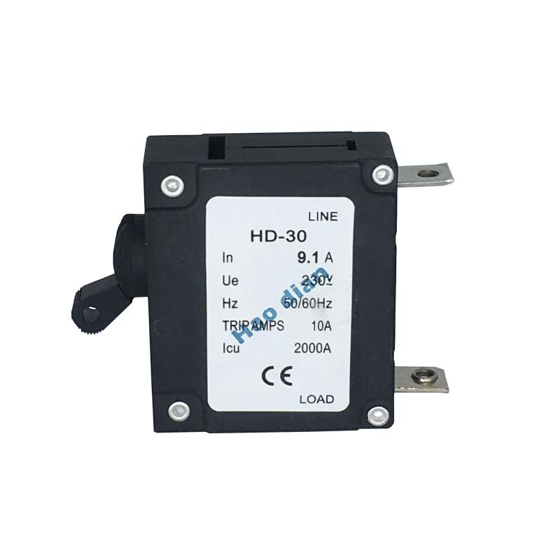 磁力液壓電磁塑殼斷路器HD-30系1P/9.1A磁力設(shè)備保護電磁式斷路器
