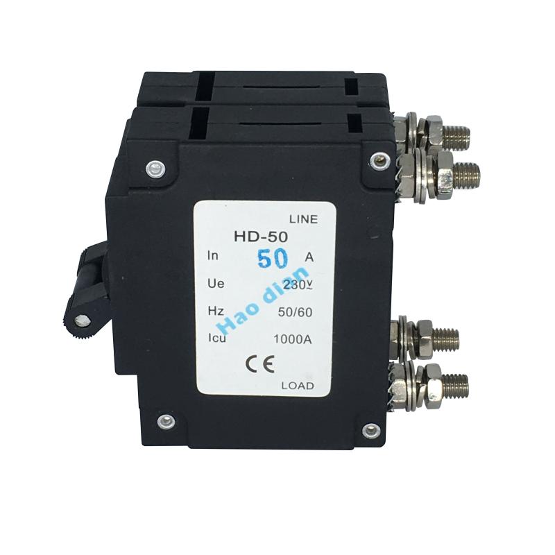 好電塑殼斷路器液壓式電磁斷路器HD-50/2P 50A過載設(shè)備保護斷路器