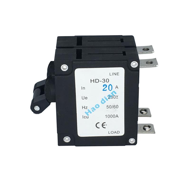 磁力液壓電磁塑殼斷路器HD-30系2P/20A設(shè)備保護(hù)電磁式斷路器直腳
