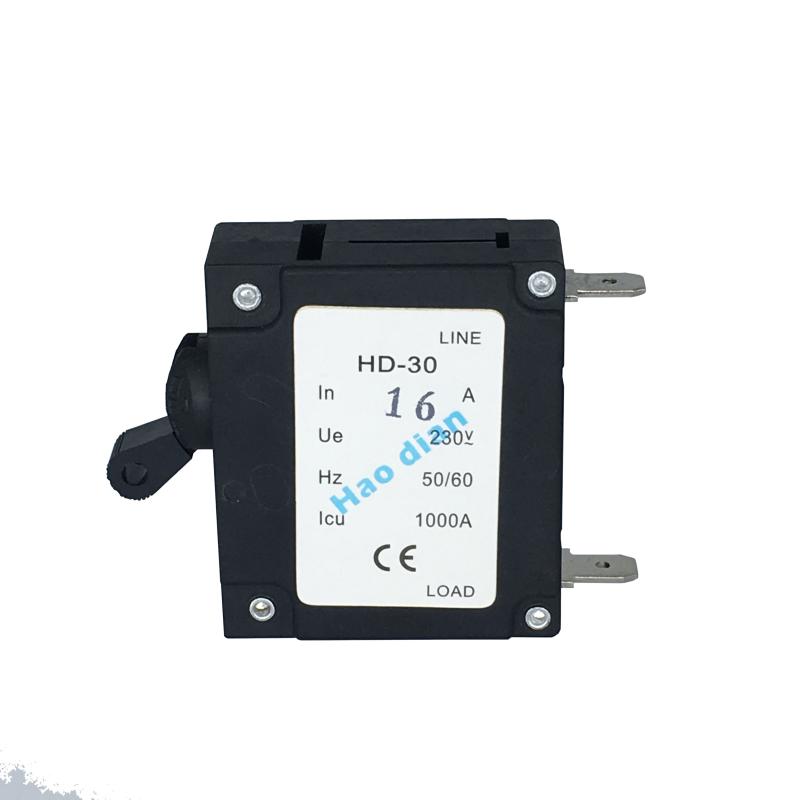 過(guò)載保護(hù)開(kāi)關(guān) 插腳 HD-30系1P/16A磁力液壓設(shè)備保護(hù)電磁式斷路器
